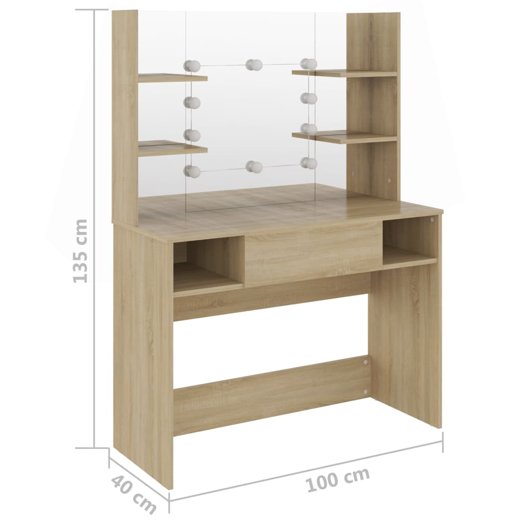 Makeup Table | Oak | MDF with melamine surface | Medium | Makeup Table