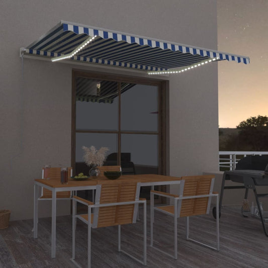 Retractable Awning | Blue and white | Powder-coated aluminium | Large