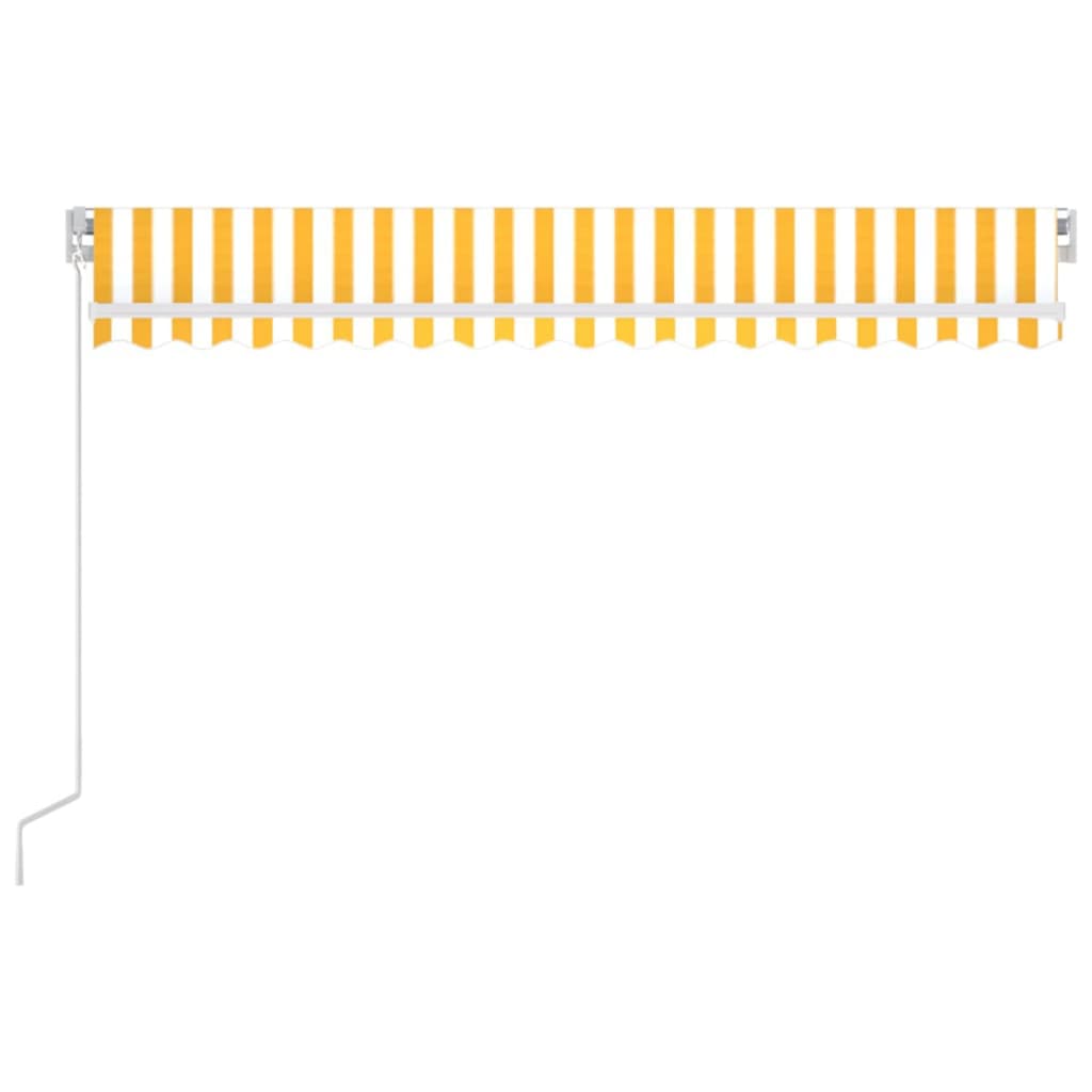 Manual Retractable Awning with LED 450x300 cm Yellow and White