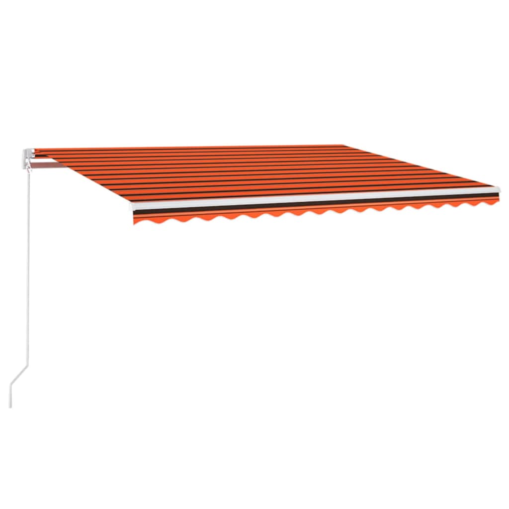 Manual Retractable Awning with LED 450x300 cm Orange and Brown