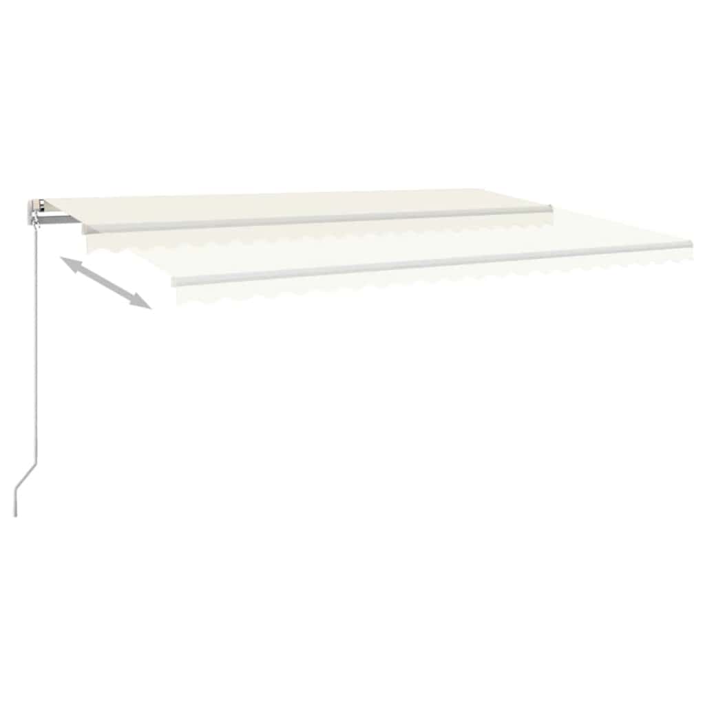 Manual Retractable Awning with LED 500x300 cm Cream