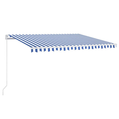 Manual Retractable Awning with LED 400x350 cm Blue and White