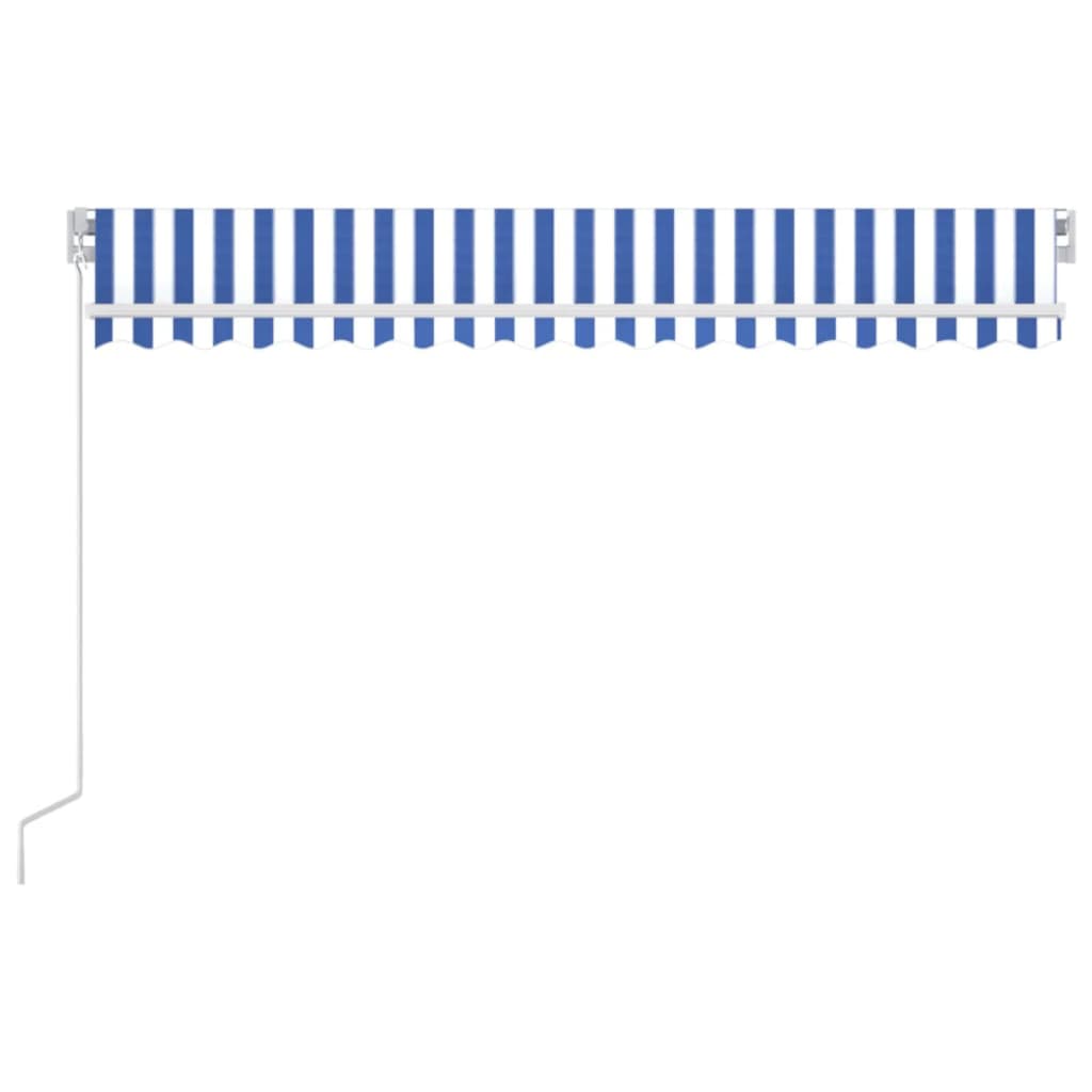 Manual Retractable Awning with LED 400x350 cm Blue and White