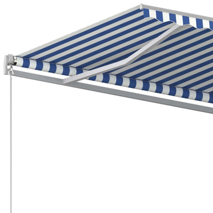 Manual Retractable Awning 450x350 cm Blue and White