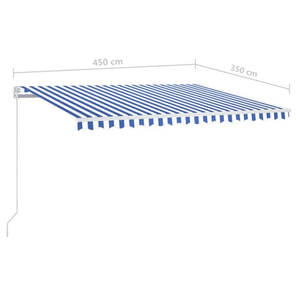 Manual Retractable Awning 450x350 cm Blue and White