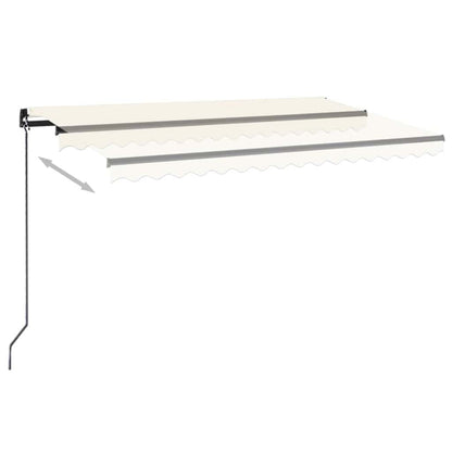 Manual Retractable Awning with LED 450x300 cm Cream