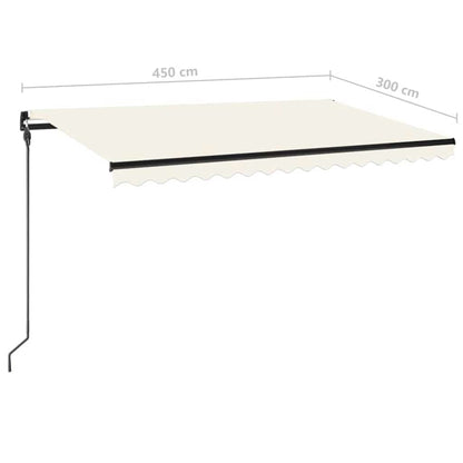 Manual Retractable Awning with LED 450x300 cm Cream