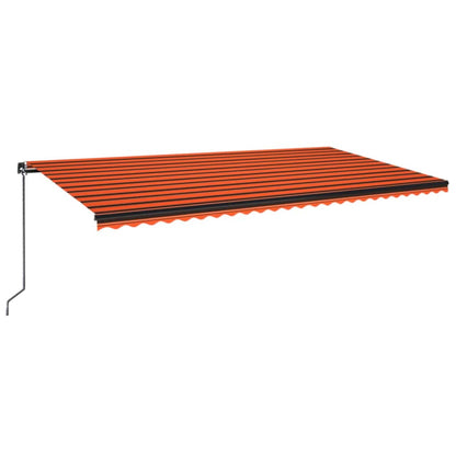 3069165 vidaXL Manual Retractable Awning with LED 600x300 cm Orange and Brown (313244+46864)