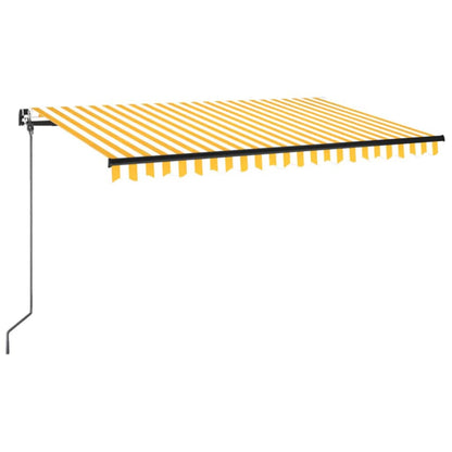 Manual Retractable Awning with LED 400x350 cm Yellow and White