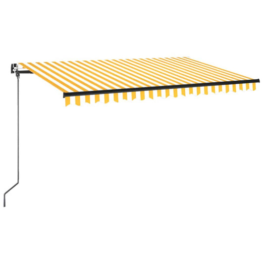 Manual Retractable Awning with LED 400x350 cm Yellow and White