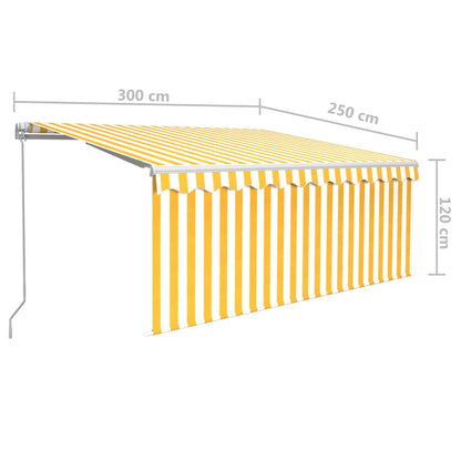 Manual Retractable Awning with Blind&LED 3x2.5m Yellow&White