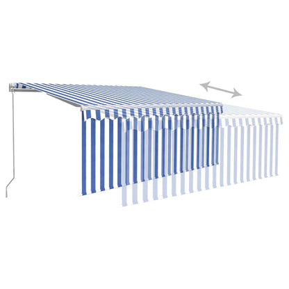 Manual Retractable Awning with Blind 3.5x2.5m Blue&White
