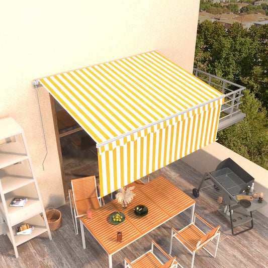 Retractable Awning Yellow and White 3.5 x 2.5 m Polyester