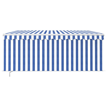 Manual Retractable Awning with Blind&LED 3.5x2.5m Blue&White