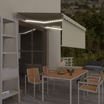 Manual Retractable Awning with Blind&LED 3.5x2.5m Cream