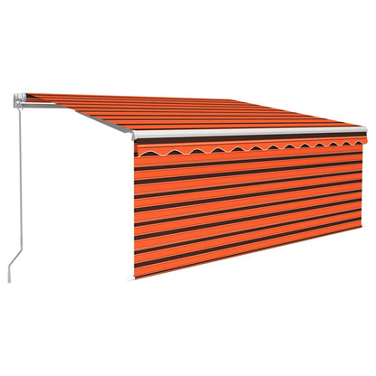 Manual Retractable Awning with Blind&LED 3.5x2.5m Orange&Brown