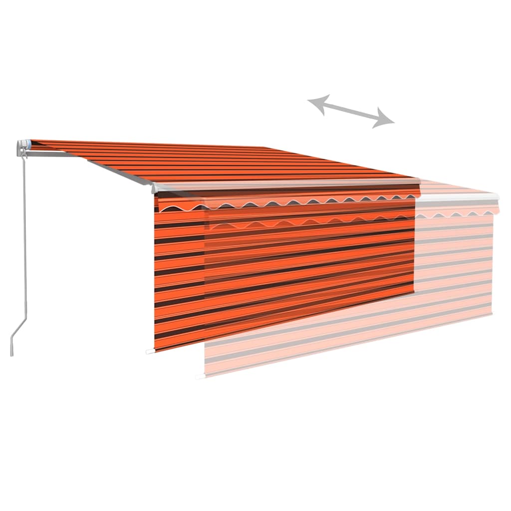Manual Retractable Awning with Blind&LED 3.5x2.5m Orange&Brown
