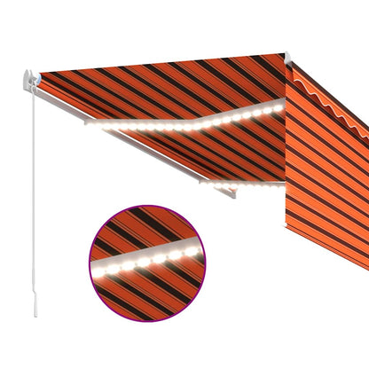Manual Retractable Awning with Blind&LED 3.5x2.5m Orange&Brown