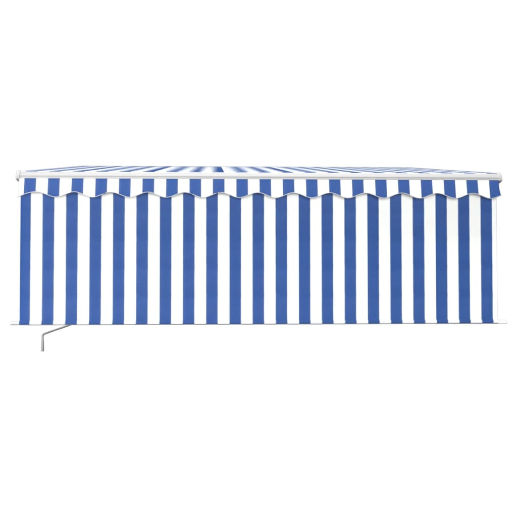 Manual Retractable Awning with Blind 4x3m Blue&White