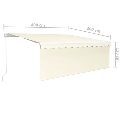 Manual Retractable Awning with Blind&LED 4x3m Cream