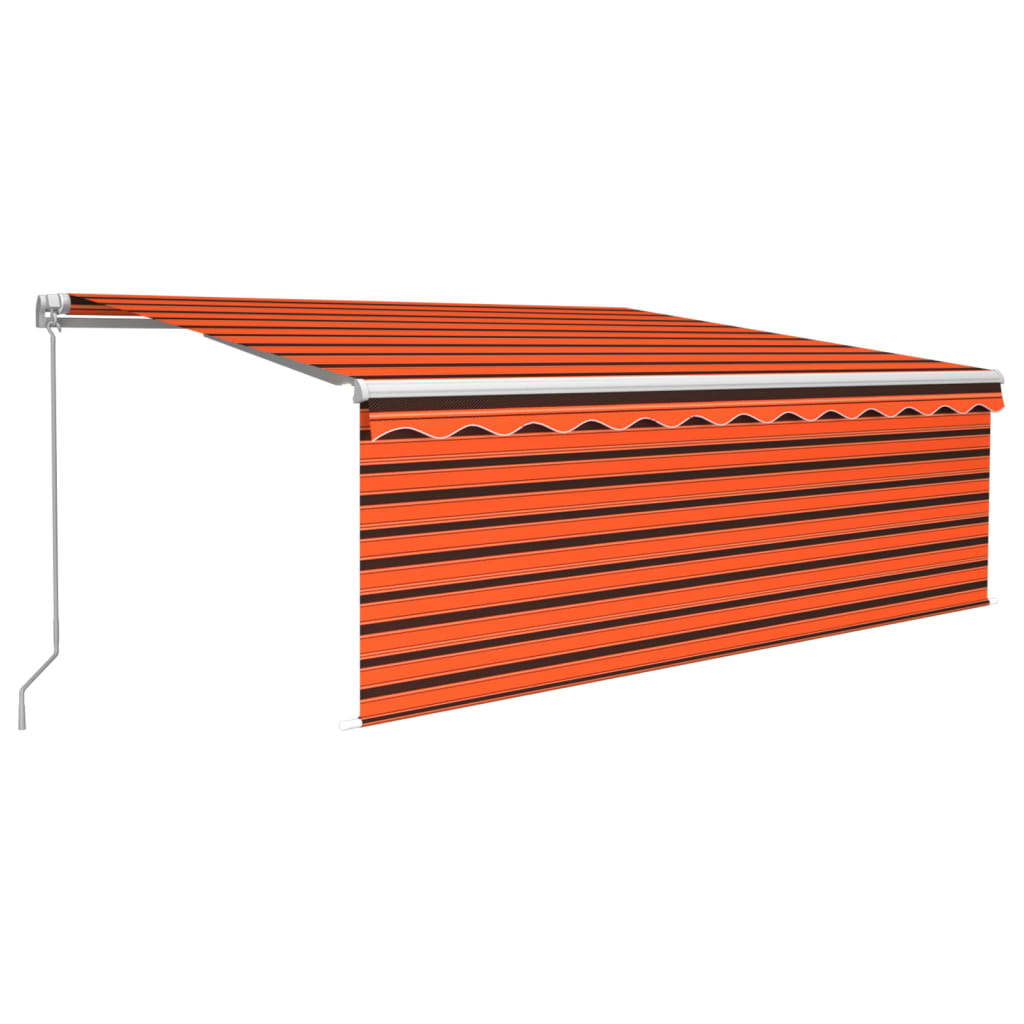 Manual Retractable Awning with Blind&LED 4x3m Orange&Brown