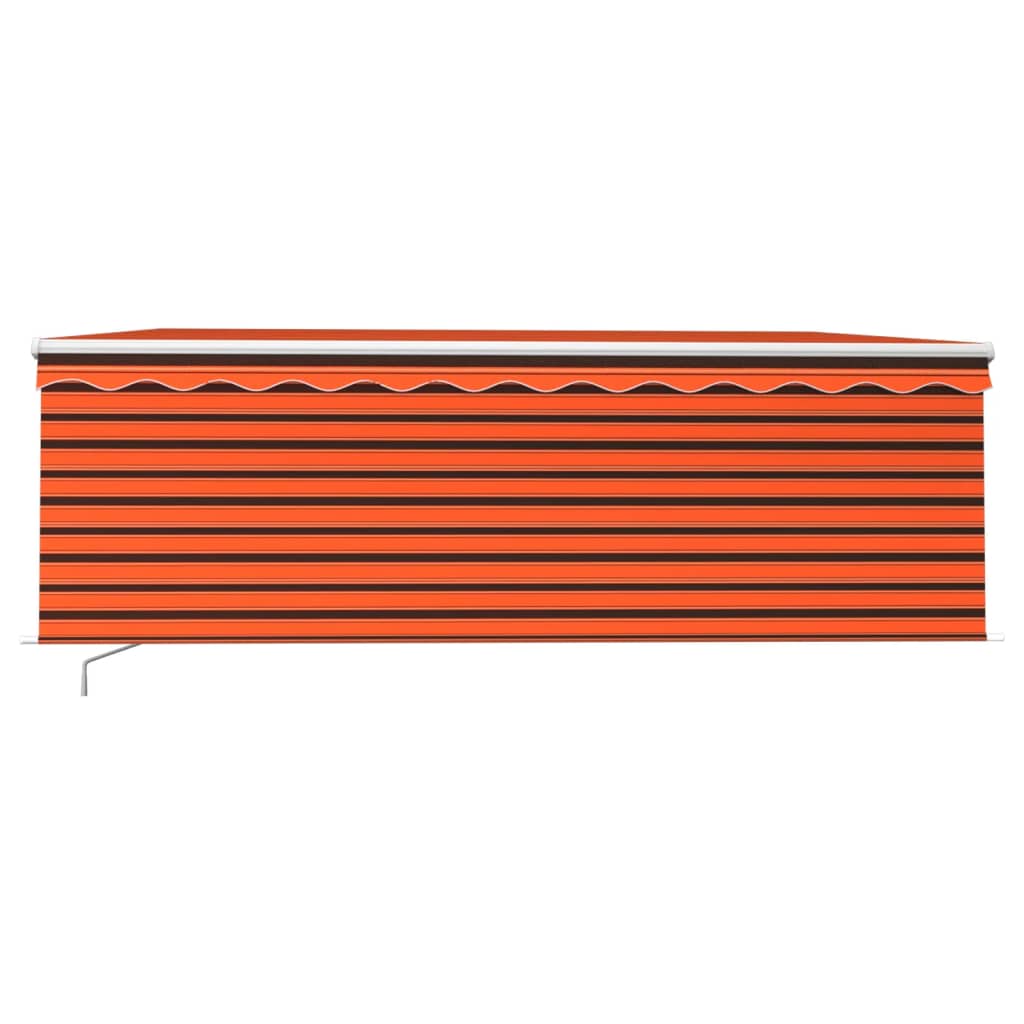 Manual Retractable Awning with Blind&LED 4x3m Orange&Brown