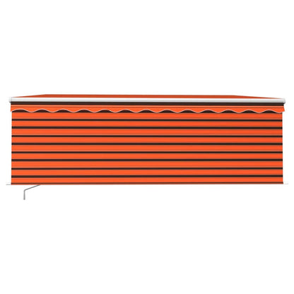 Manual Retractable Awning with Blind&LED 4x3m Orange&Brown