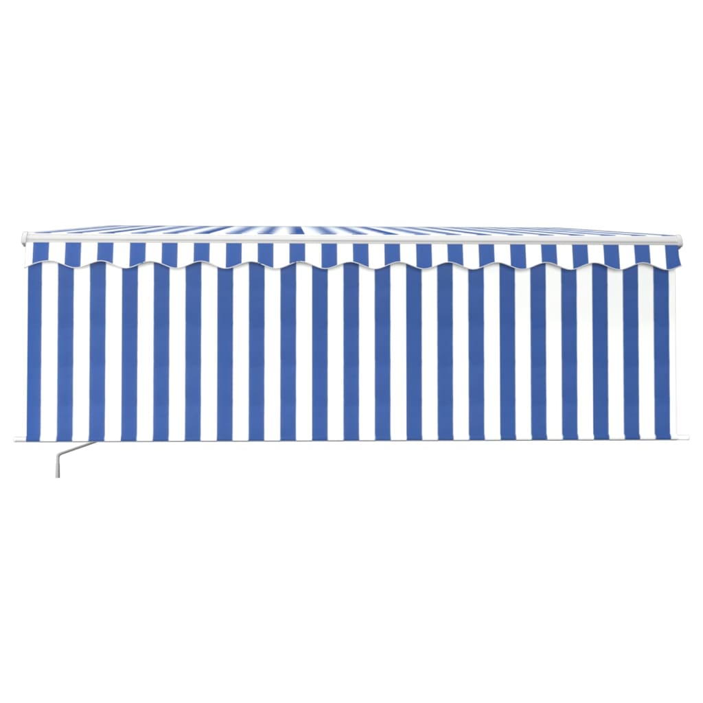 Manual Retractable Awning with Blind&LED 4.5x3m Blue&White
