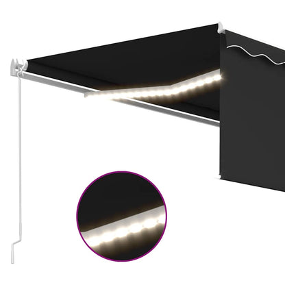 Manual Retractable Awning with Blind&LED 4.5x3m Anthracite