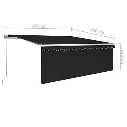 Manual Retractable Awning with Blind&LED 4.5x3m Anthracite