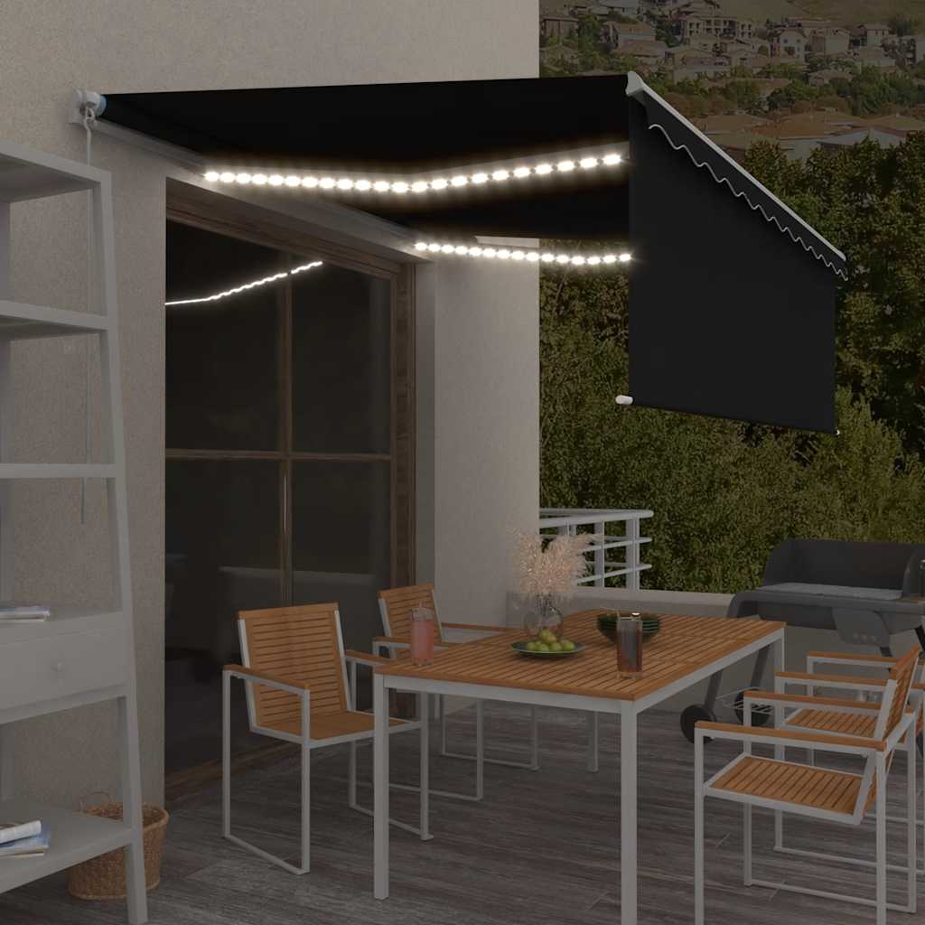 Manual Retractable Awning with Blind&LED 4.5x3m Anthracite