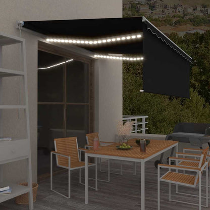 Manual Retractable Awning with Blind&LED 4.5x3m Anthracite
