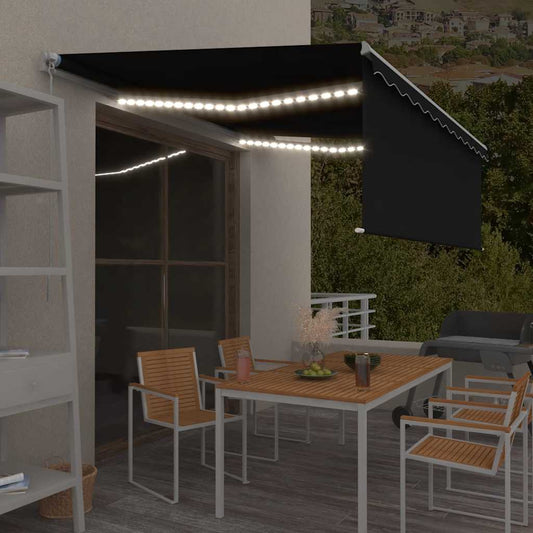 Manual Retractable Awning with Blind&LED 4.5x3m Anthracite