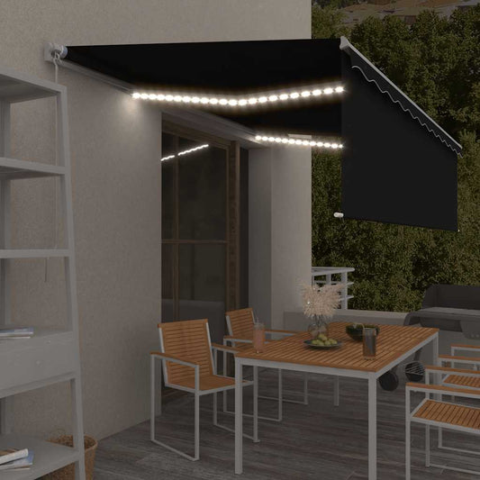 Manual Retractable Awning with Blind&LED 5x3m Anthracite