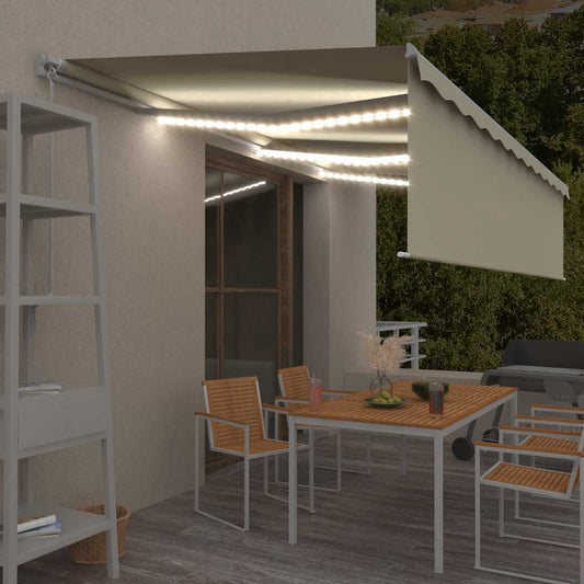 Manual Retractable Awning with Blind&LED 6x3m Cream