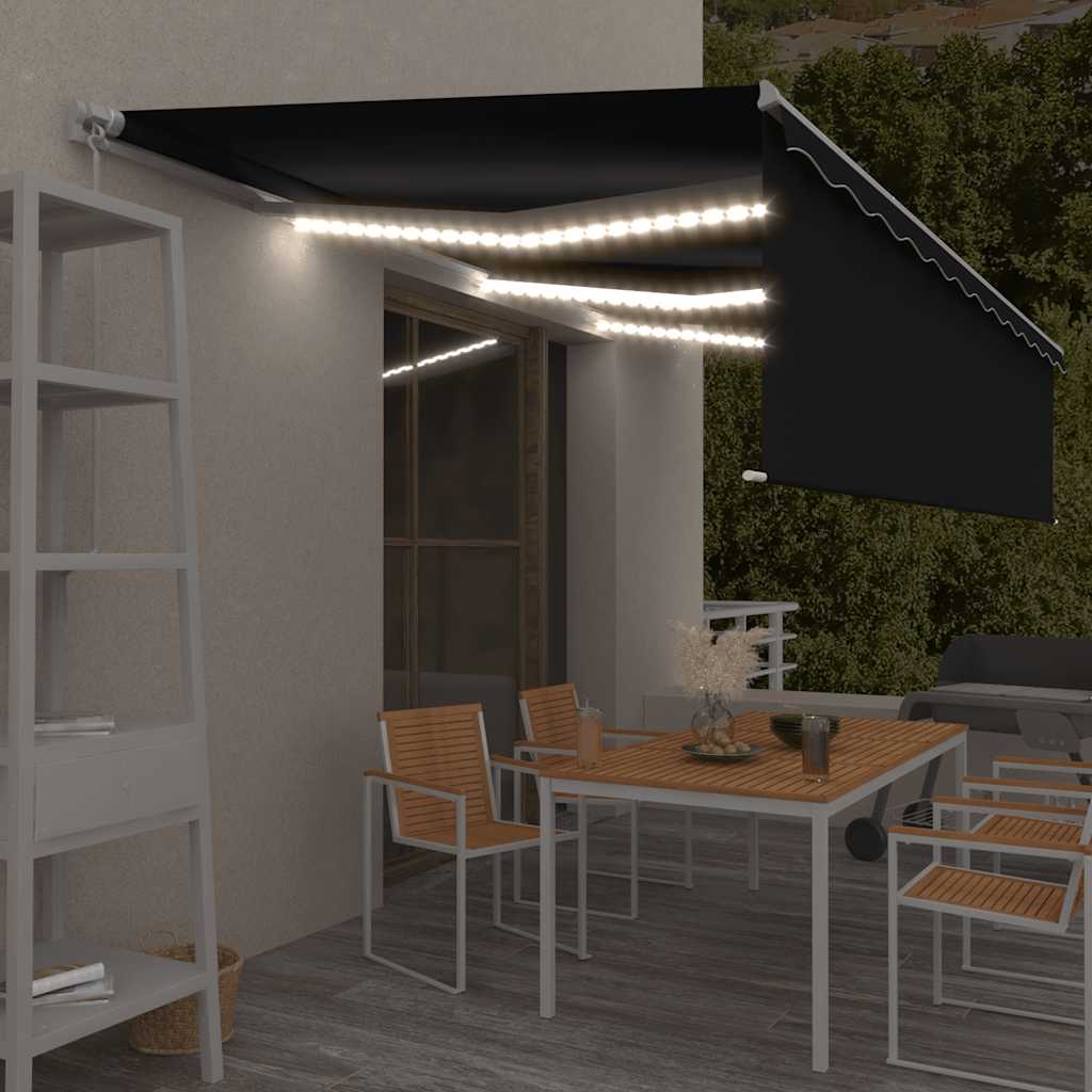 Manual Retractable Awning with Blind&LED 6x3m Anthracite