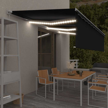 Manual Retractable Awning with Blind&LED 6x3m Anthracite