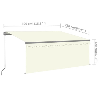 Manual Retractable Awning with Blind 3x2.5m Cream