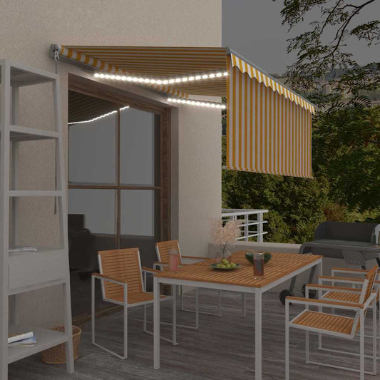 Manual Retractable Awning with Blind&LED 3x2.5m Yellow&White