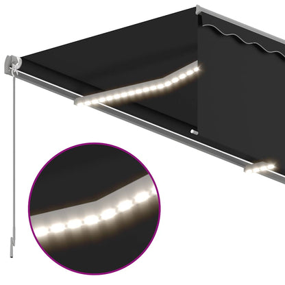 Manual Retractable Awning with Blind&LED 3x2.5m Anthracite