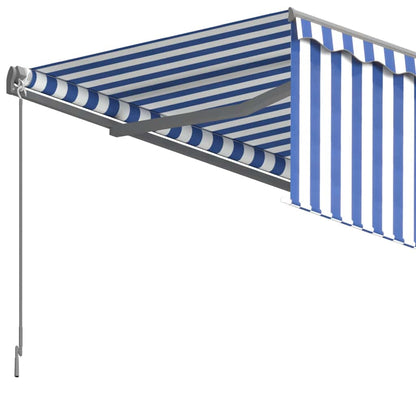 3069396 vidaXL Manual Retractable Awning with Blind 3,5x2,5m Blue&White (313230+46845+313270)