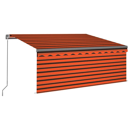 3069400 vidaXL Manual Retractable Awning with Blind 3,5x2,5m Orange&Brown (313230+46860+313294)
