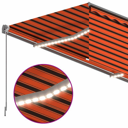 Manual Retractable Awning with Blind&LED 3.5x2.5m Orange&Brown