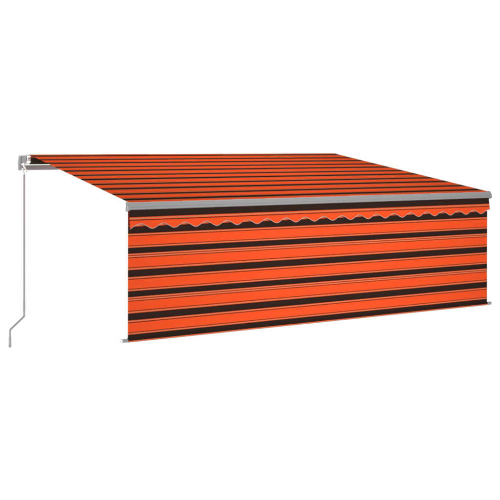 Manual Retractable Awning with Blind&LED 4x3m Orange&Brown