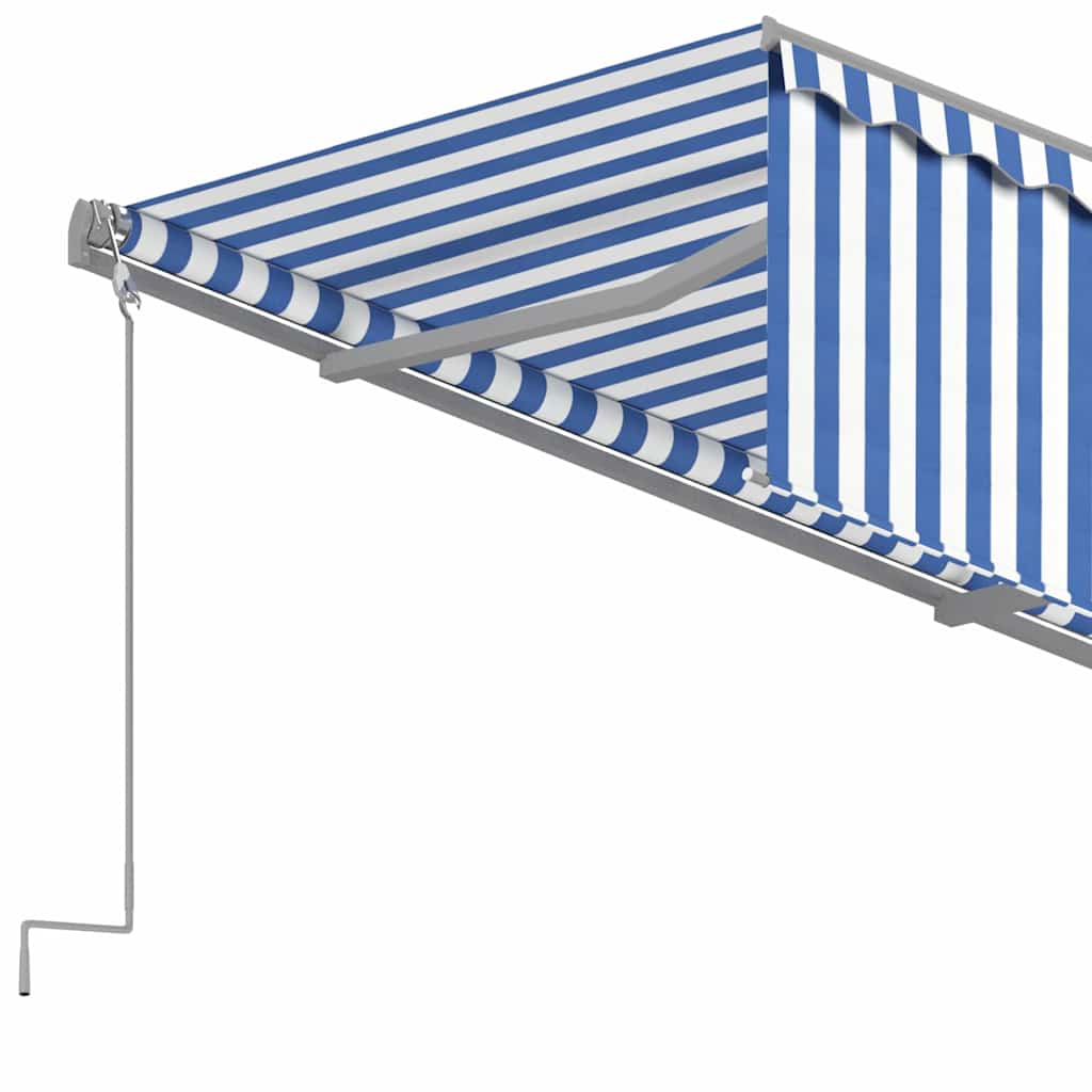 Manual Retractable Awning with Blind 4.5x3m Blue&White