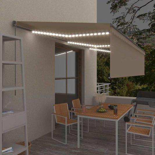 Manual Retractable Awning with Blind&LED 6x3m Cream