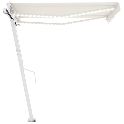 Manual Retractable Awning with LED 300x250 cm Cream