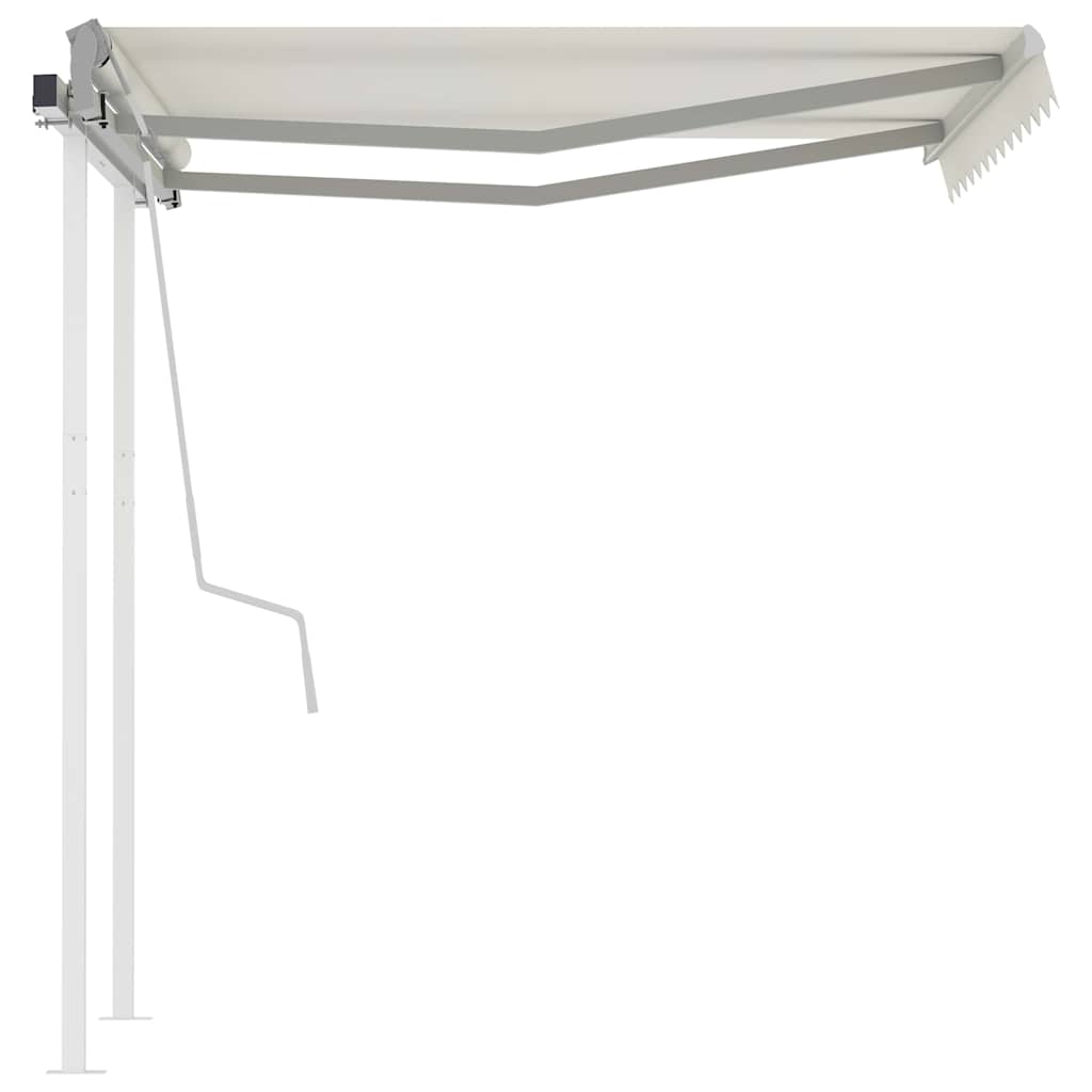 3069897 vidaXL Manual Retractable Awning with Posts 3x2,5 m Cream (313189+46833+315093)