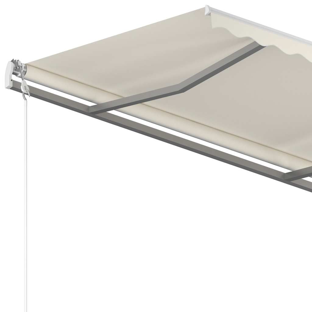 3069897 vidaXL Manual Retractable Awning with Posts 3x2,5 m Cream (313189+46833+315093)