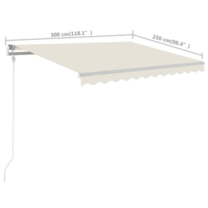 3069897 vidaXL Manual Retractable Awning with Posts 3x2,5 m Cream (313189+46833+315093)